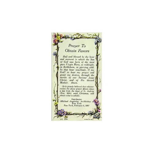 HOLY CARD VERSE SERIES PACKET OF 100 Prayer for Favours 