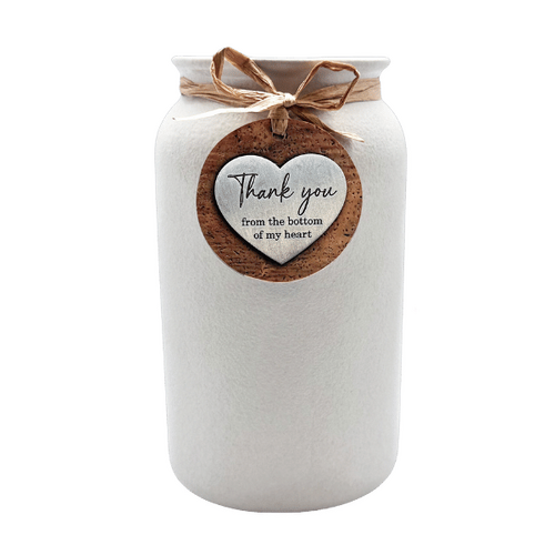 HEARTFELT MASON VASE - THANK YOU