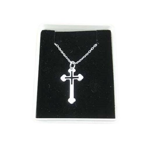 CROSS TREFOIL CUT OUT SILVER PENDANT BOXED 