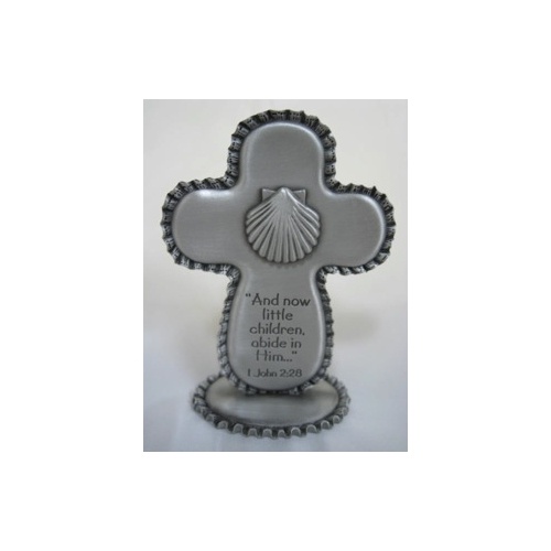 CROSS PEWTER STAND BAPTISM 8.5CM BOXED             