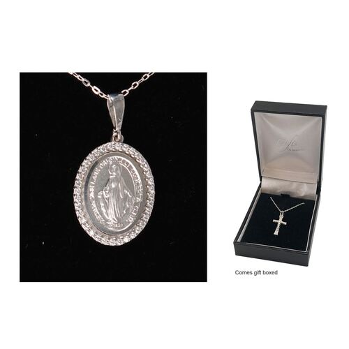 MEDAL OUR LADY & CHAIN SET STERLING SILVER