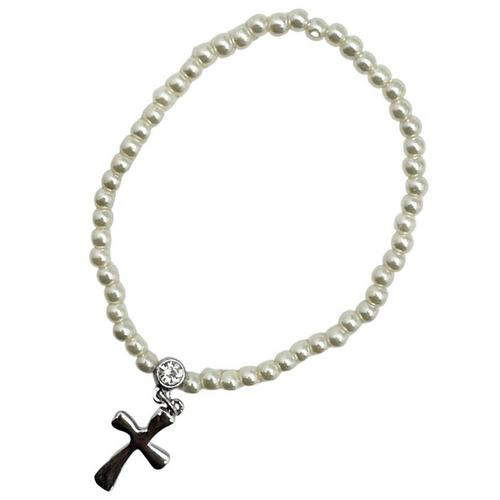 CROSS BRACELET PEARL FINISH