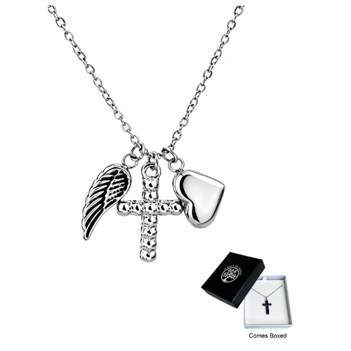 NECKLACE CROSS HEART WING