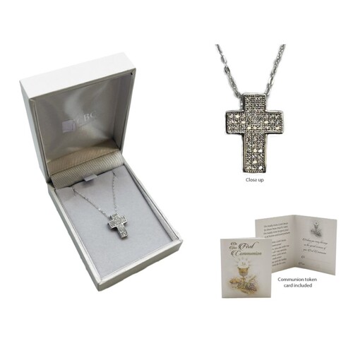 COMMUNION NECKLACE & CROSS PENDANT STERLING SILVER