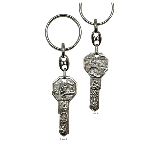 KEYRING KEY SHAPE - ST CHRISTOPHER