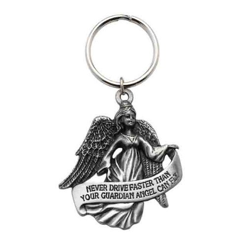 KEYRING GUARDIAN ANGEL NEVER DRIVE FASTER      