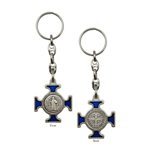 ST BENEDICT KEYRING BLUE            