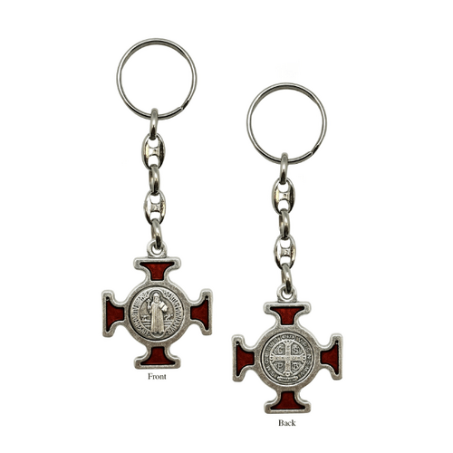 ST BENEDICT KEYRING RED