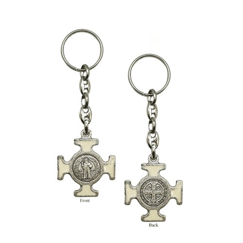 ST BENEDICT KEYRING WHITE  