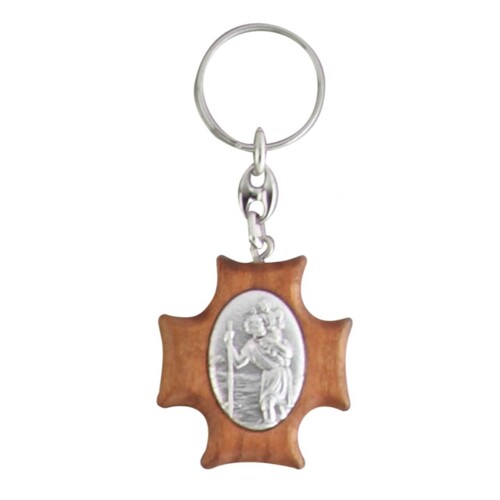 KEYRING ST CHRISTOPHER WOODEN