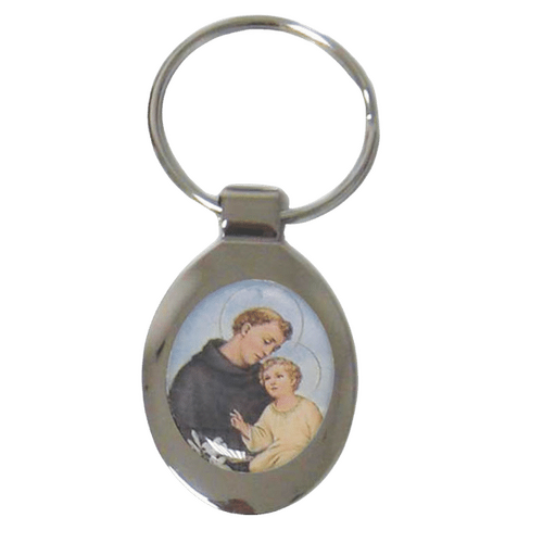 KEYRING ST ANTHONY METAL OVAL