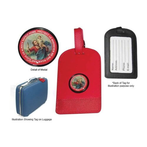 LUGGAGE TAG ST CHRISTOPHER RED