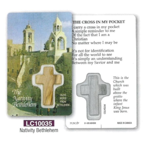 HOLY CARD LAMINATED WITH CROSS Bethleham Nativity