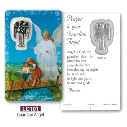 HOLY CARD LAMINATED WITH MEDAL Guardian Angel