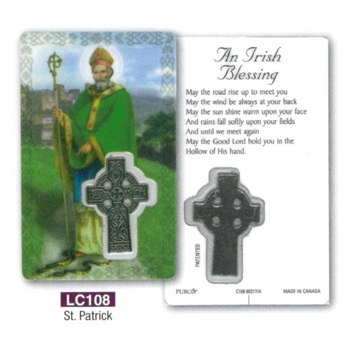 HOLY CARD LAMINATED WITH MEDAL St Patrick