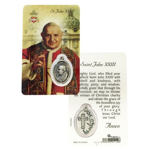 HOLY CARD LAMINATED WITH MEDAL St John XXIII