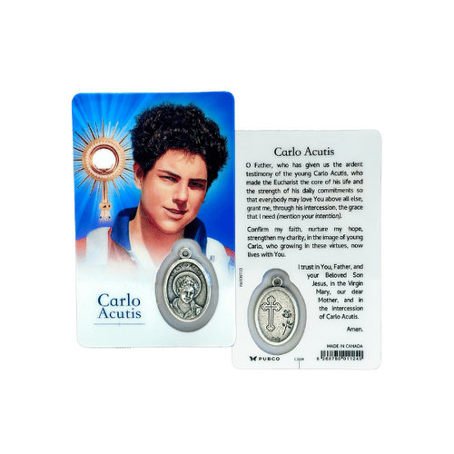 HOLY CARD LAMINATED WITH MEDAL Carlo Acutis