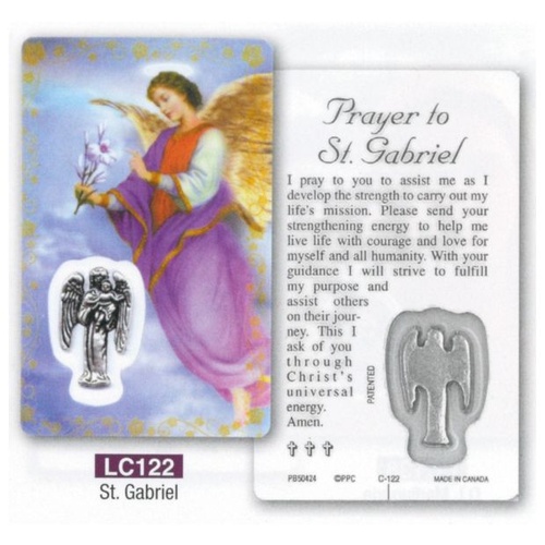 HOLY CARD LAMINATED WITH MEDAL St Gabriel 