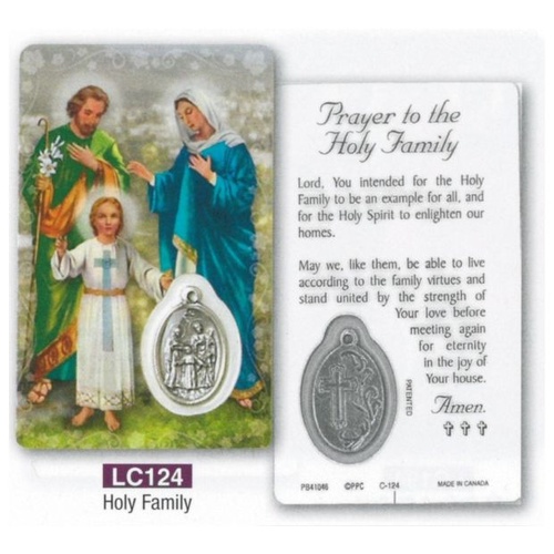 HOLY CARD LAMINATED WITH MEDAL Holy Family 
