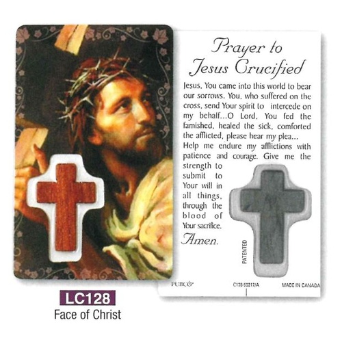 HOLY CARD LAMINATED WITH MEDAL Face of Christ 
