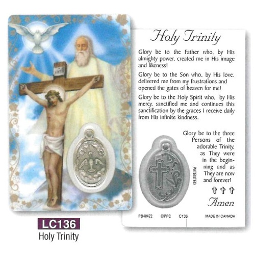 HOLY CARD LAMINATED WITH MEDAL Holy Trinity