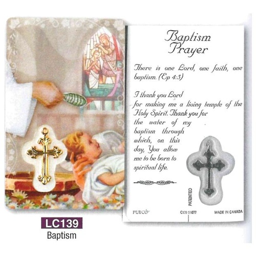 HOLY CARD LAMINATED WITH MEDAL Baptism