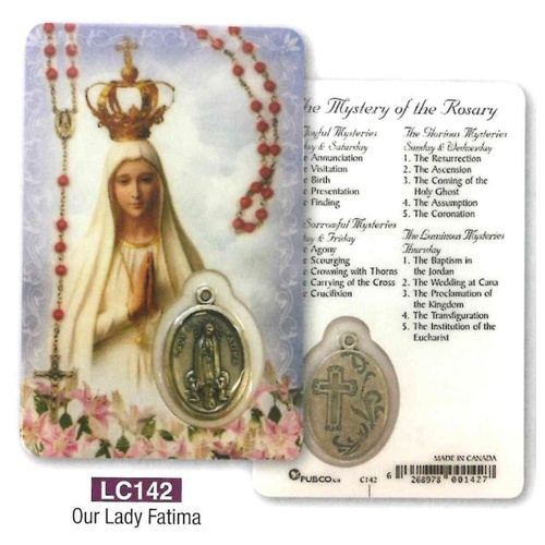 HOLY CARD LAMINATED WITH MEDAL Mystery of the Rosary 