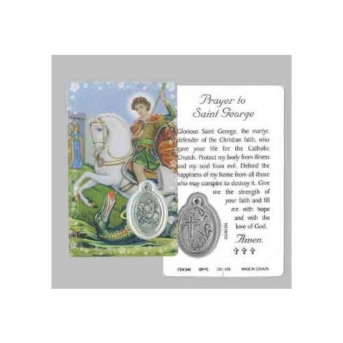 HOLY CARD LAMINATED WITH MEDAL St George 