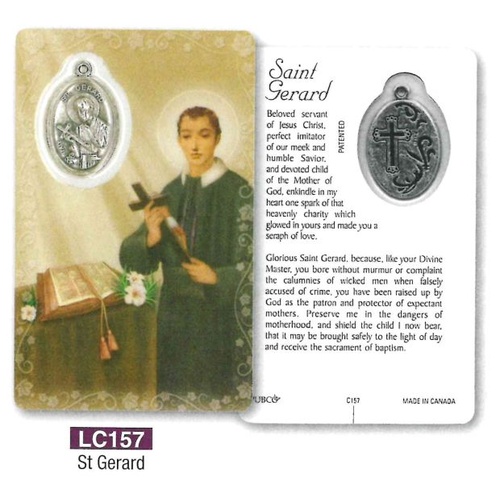 HOLY CARD LAMINATED WITH MEDAL St Gerard