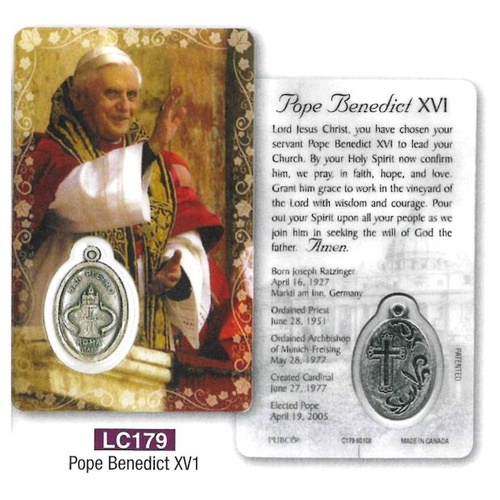 HOLY CARD LAMINATED WITH MEDAL Pope Benedict XVI 
