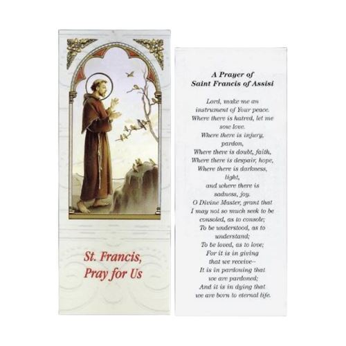 BOOKMARK GOLD FOILED LAMINATED St Francis 