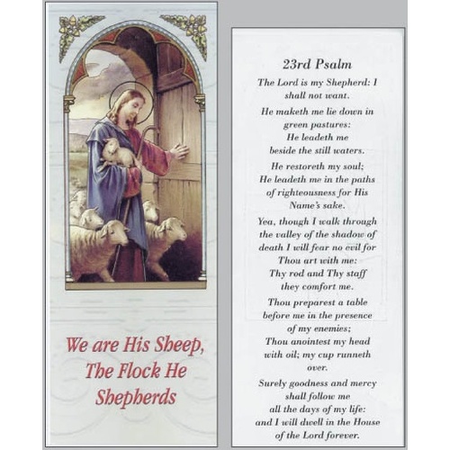 BOOKMARK GOLD FOILED LAMINATED Psalm 23 Good Shepherd 