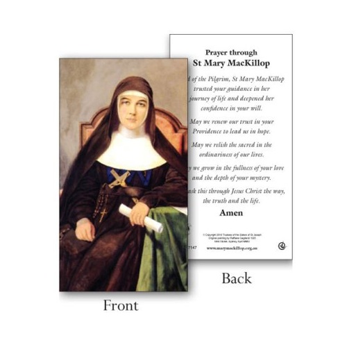 HOLY CARDS THEMED LAMINATED CARD St Mary MacKillop