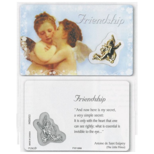 HOLY CARD LAMINATED WITH MEDAL Friendship 