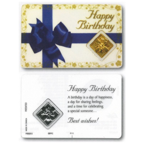 HOLY CARD LAMINATED WITH MEDAL Happy Birthday Flower 