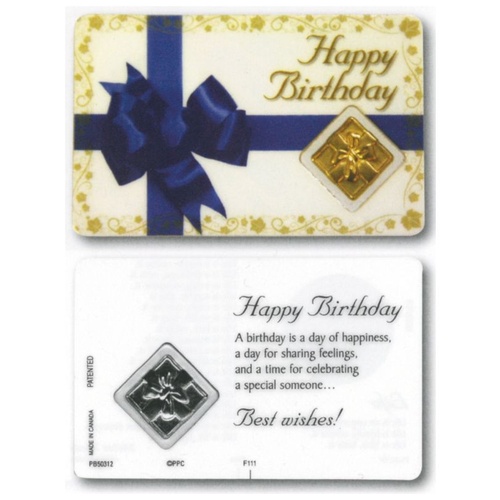 HOLY CARD LAMINATED WITH MEDAL Happy Birthday Flower