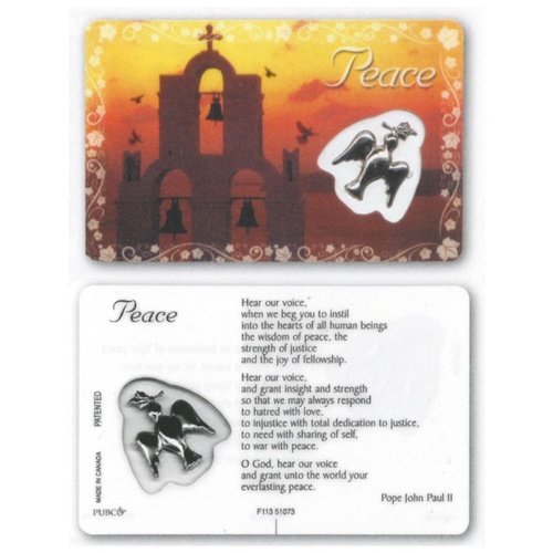 HOLY CARD LAMINATED WITH MEDAL Peace 