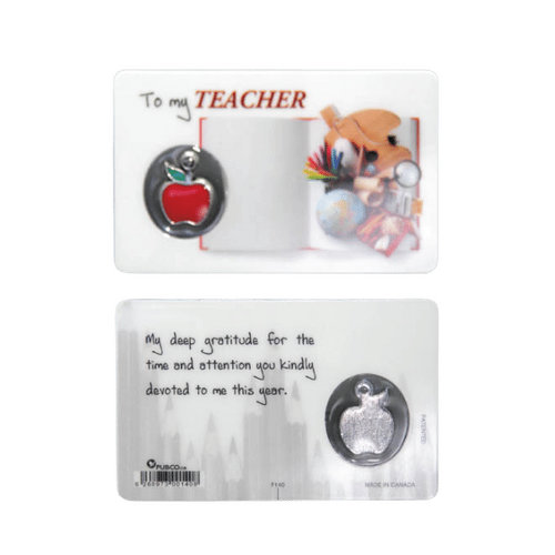 HOLY CARD LAMINATED WITH MEDAL To My Teacher