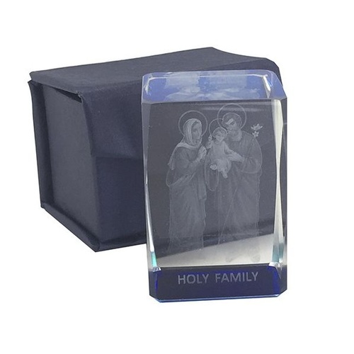 ORNAMENT LASER ETCHED CRYSTAL HOLY FAMILY
