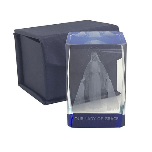 ORNAMENT LASER ETCHED CRYSTAL OUR LADY OF GRACE
