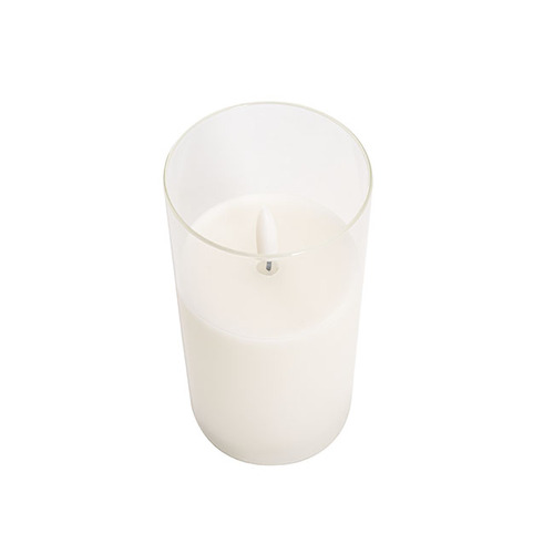 LED GLASS PILLAR CANDLE FLICKERING 15X7.5CM