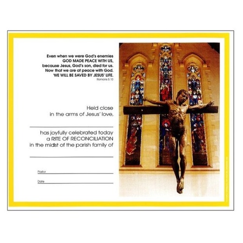 CERTIFICATE RECONCILIATION WITH IMAGE JESUS ON THE CROSS  "Limited Stock"