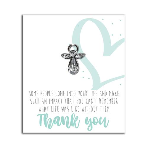 THANK YOU LAPEL PIN CRYSTAL ANGEL ON CARD