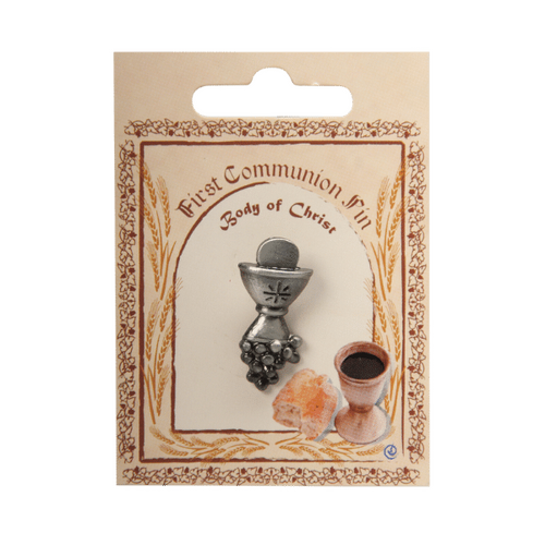 COMMUNION LAPEL PIN CHALICE/HOST/GRAPES SILVER 