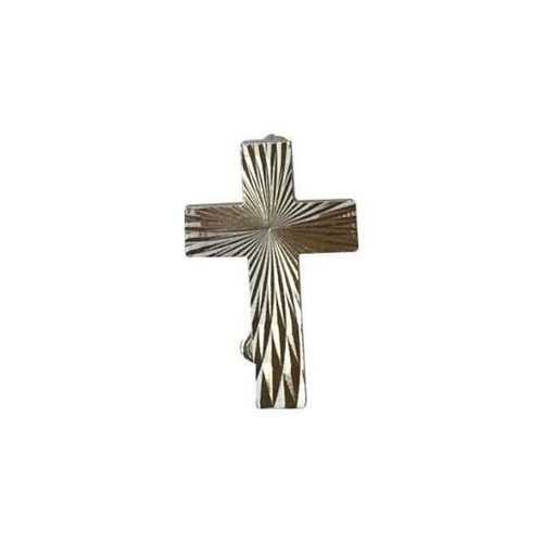 COLLAR CROSS SILVER STRAITED PIN