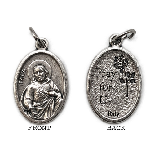 MEDAL SACRED HEART OF JESUS SILVER OXIDE 22MM OVAL