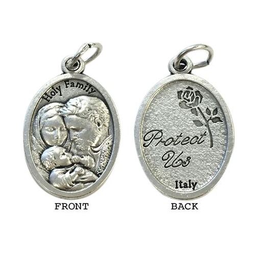 MEDAL HOLY FAMILY SILVER OXIDE 22MM OVAL