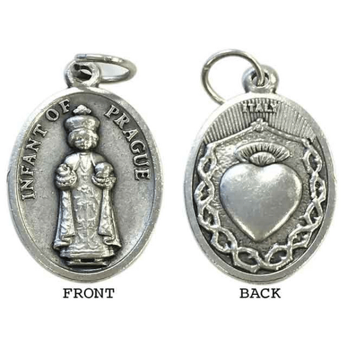 MEDAL INFANT OF PRAGUE SILVER OXIDE 22MM OVAL