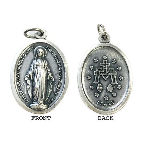 MEDAL MIRACULOUS SILVER OXIDE 22MM OVAL