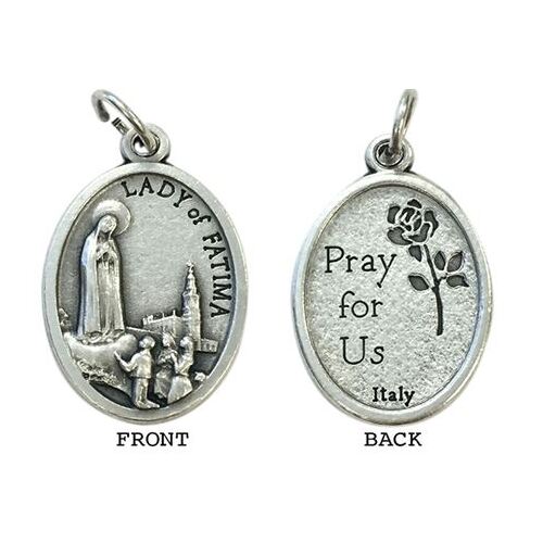 MEDAL OUR LADY OF FATIMA SILVER OXIDE 22MM OVAL